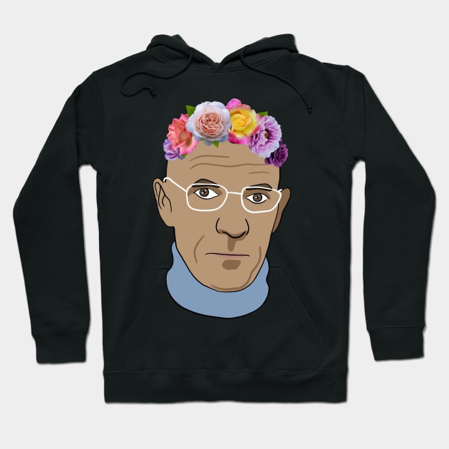 Michel Foucault - Portrait With Flower Crown Hoodie by isstgeschichte